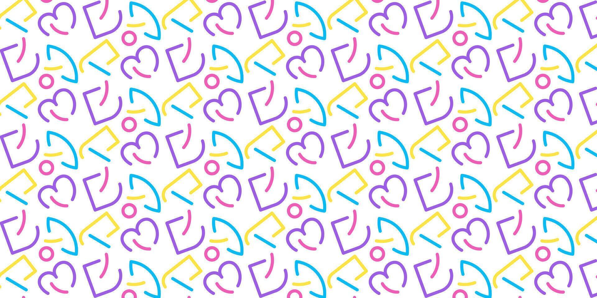 Children shapes, doodle lines, colorful playful design. Abstract scribble seamless pattern. Vector illustration