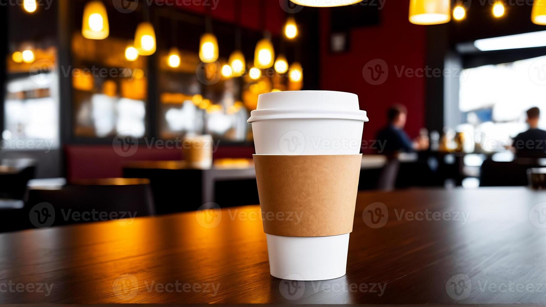 AI generated coffee cup mockup design, coffee cup mockup on coffee beans, hot coffee background, blank coffee cup mockups, paper coffee bags photo