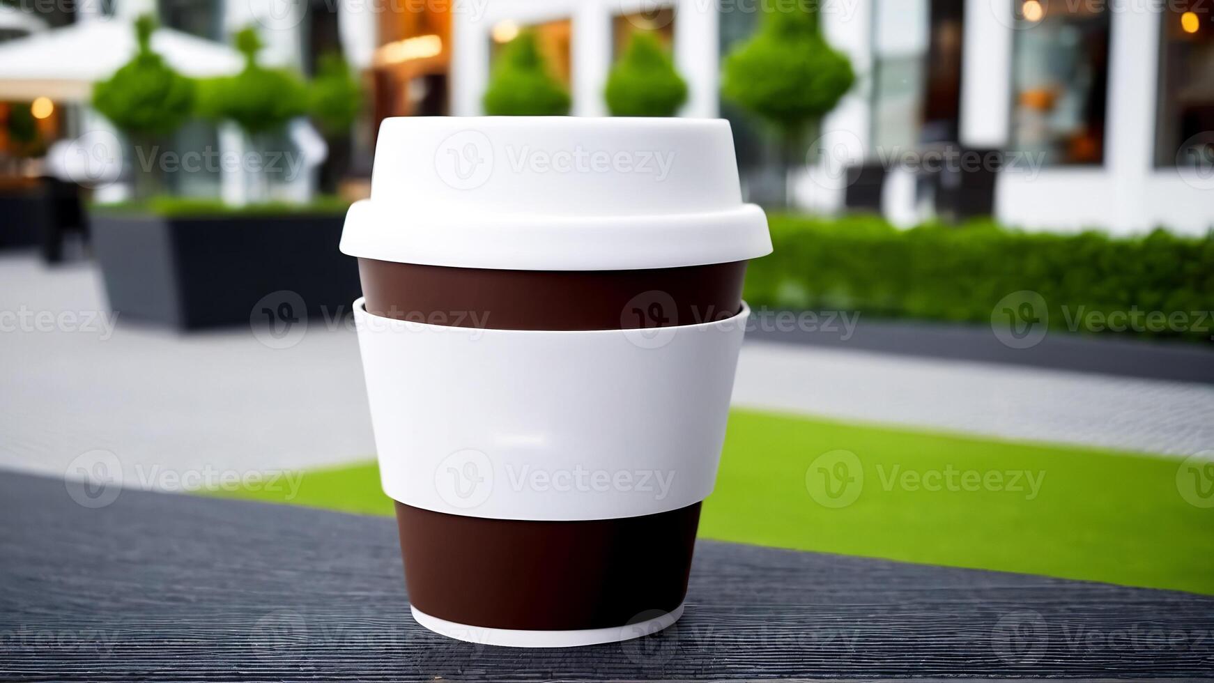 AI generated coffee cup mockup design, coffee cup mockup on coffee beans, hot coffee background, blank coffee cup mockups, paper coffee bags photo