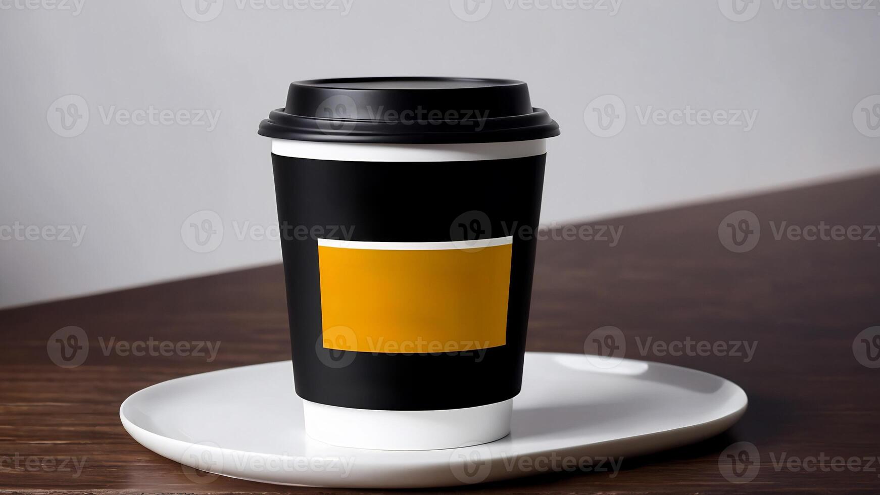 AI generated coffee cup mockup design, coffee cup mockup on coffee beans, hot coffee background, blank coffee cup mockups, paper coffee bags photo