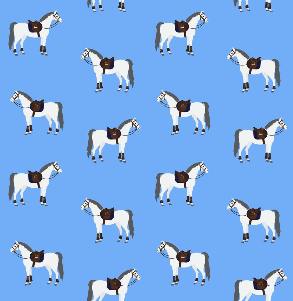 Vector seamless pattern of hand drawn horses