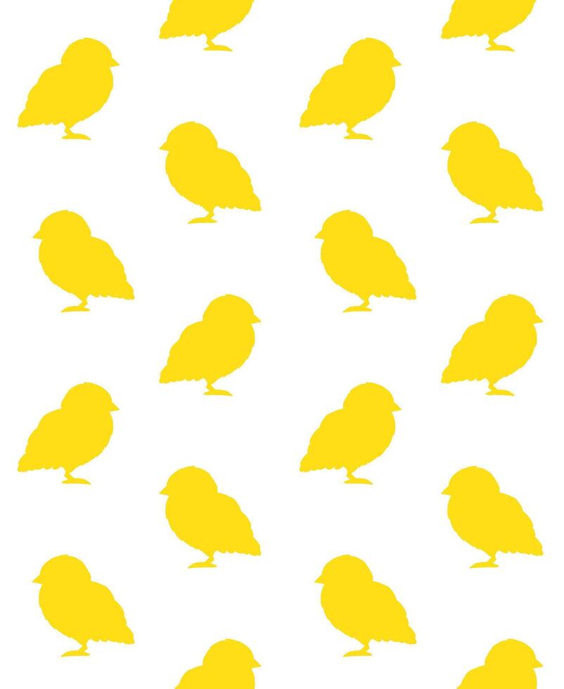 Vector seamless pattern of hand drawn baby chicks silhouette