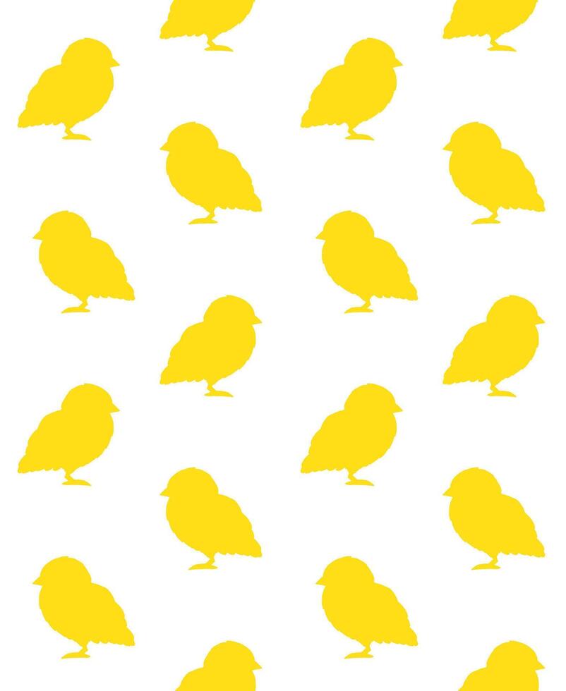 Vector seamless pattern of hand drawn baby chicks silhouette