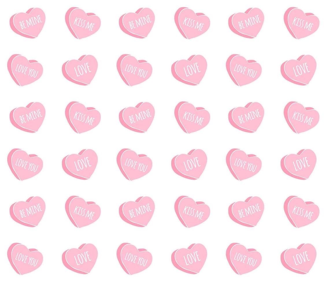 Vector seamless pattern of pink valentine heart