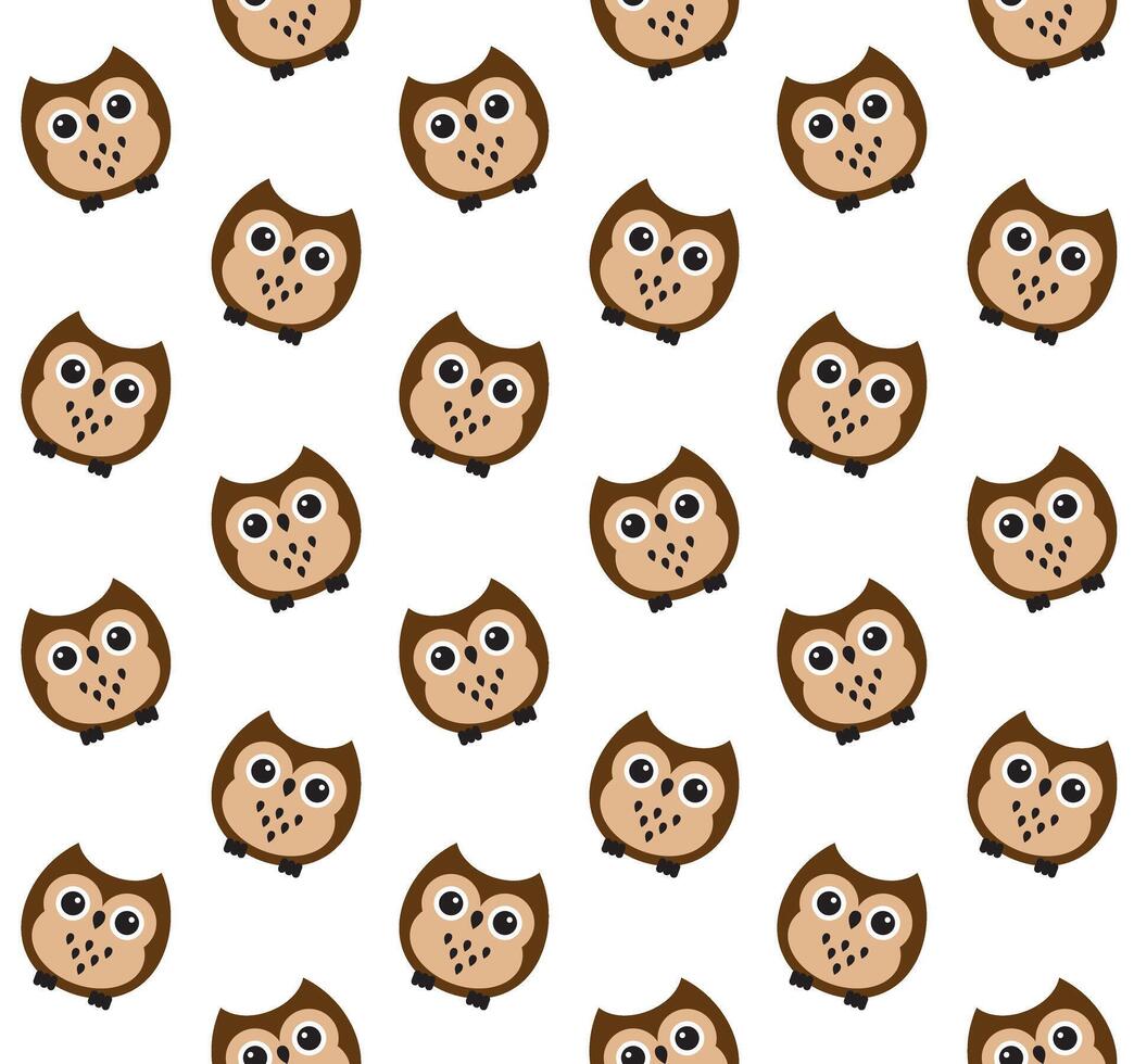 Vector seamless pattern of flat cartoon brown owl