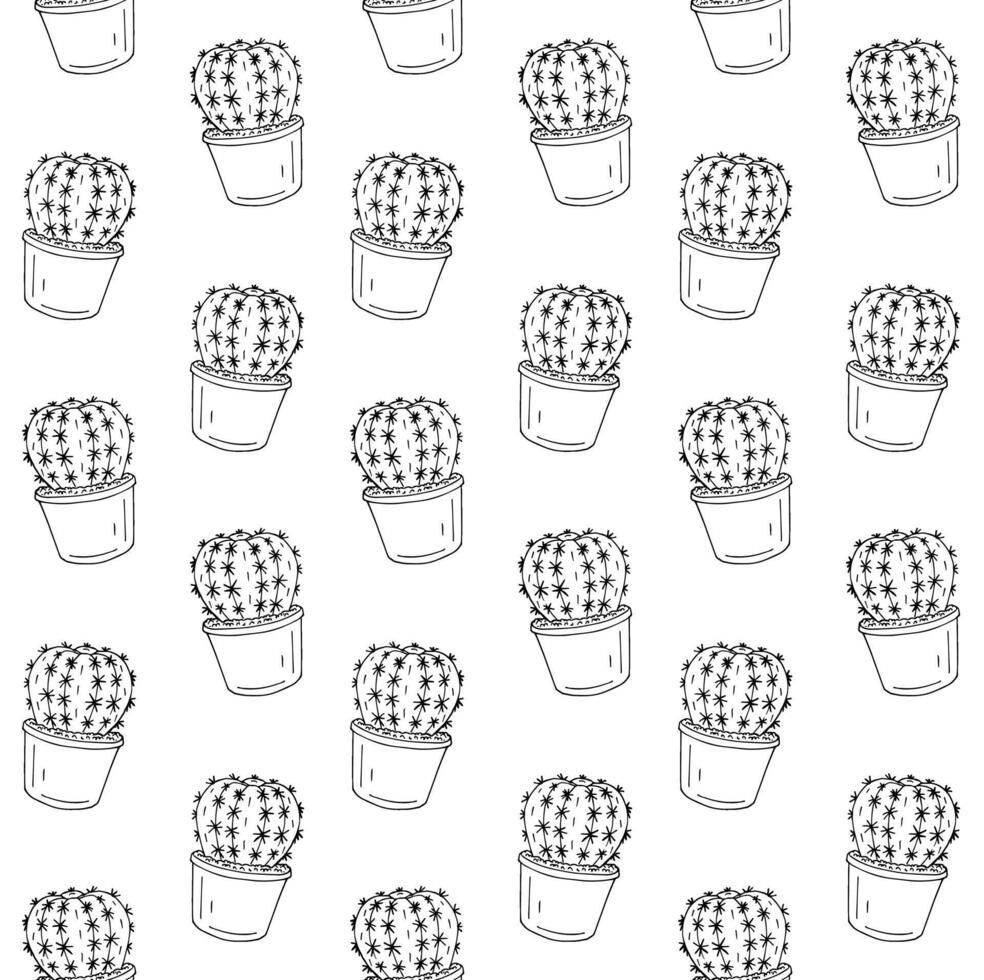 Vector seamless pattern of hand drawn cactus