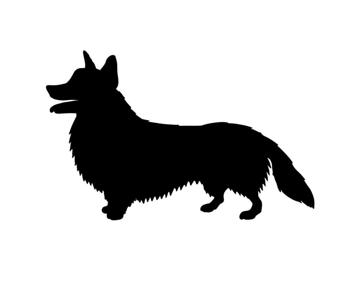 Vector hand drawn corgi dog silhouette