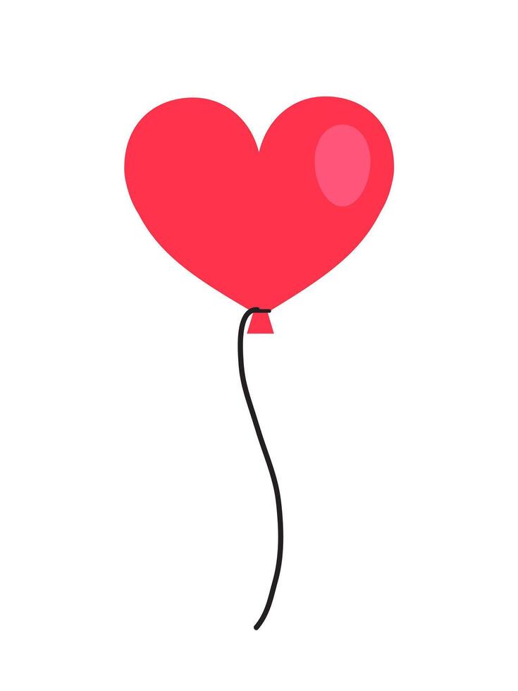 Vector flat cartoon heart shaped red air balloon