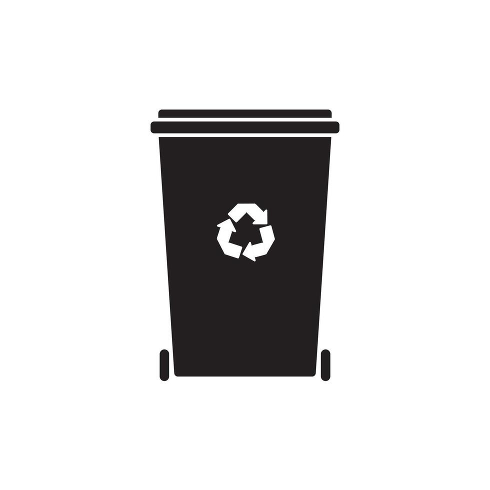 Vector flat garbage can with recycle symbol