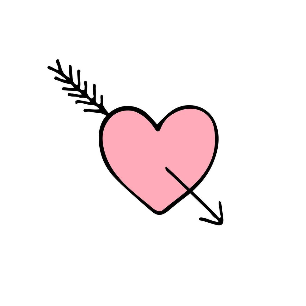 Vector hand drawn doodle sketch heart with arrow