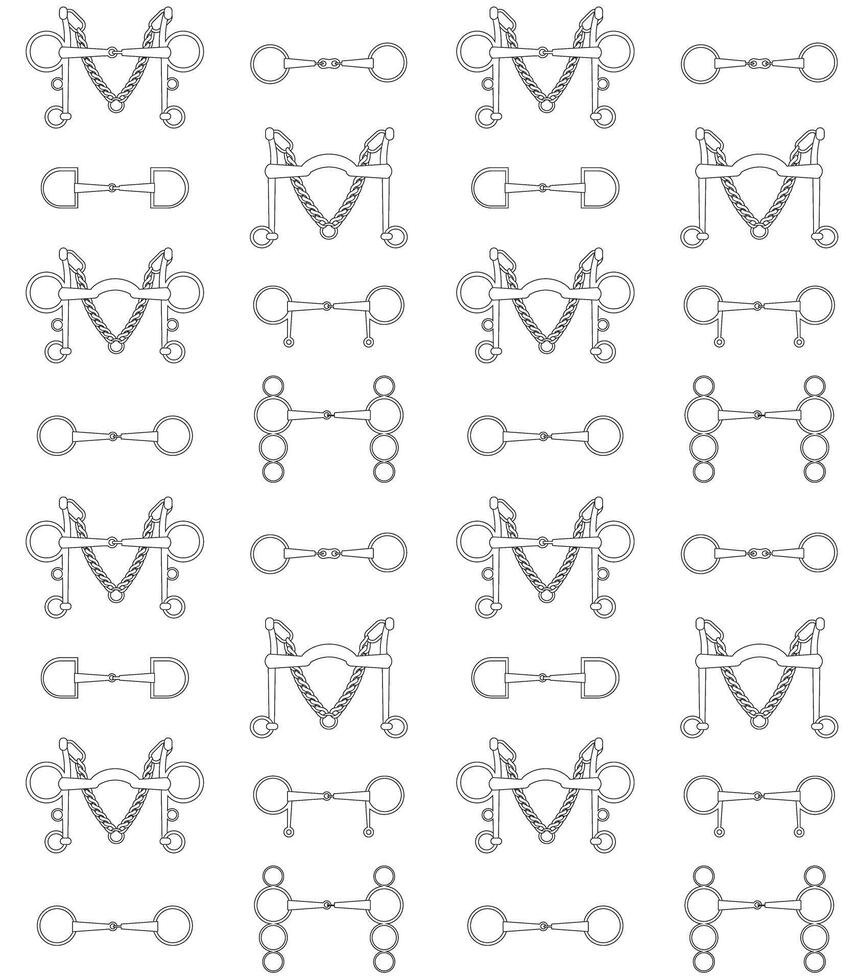 Vector equestrian seamless pattern of horse bits