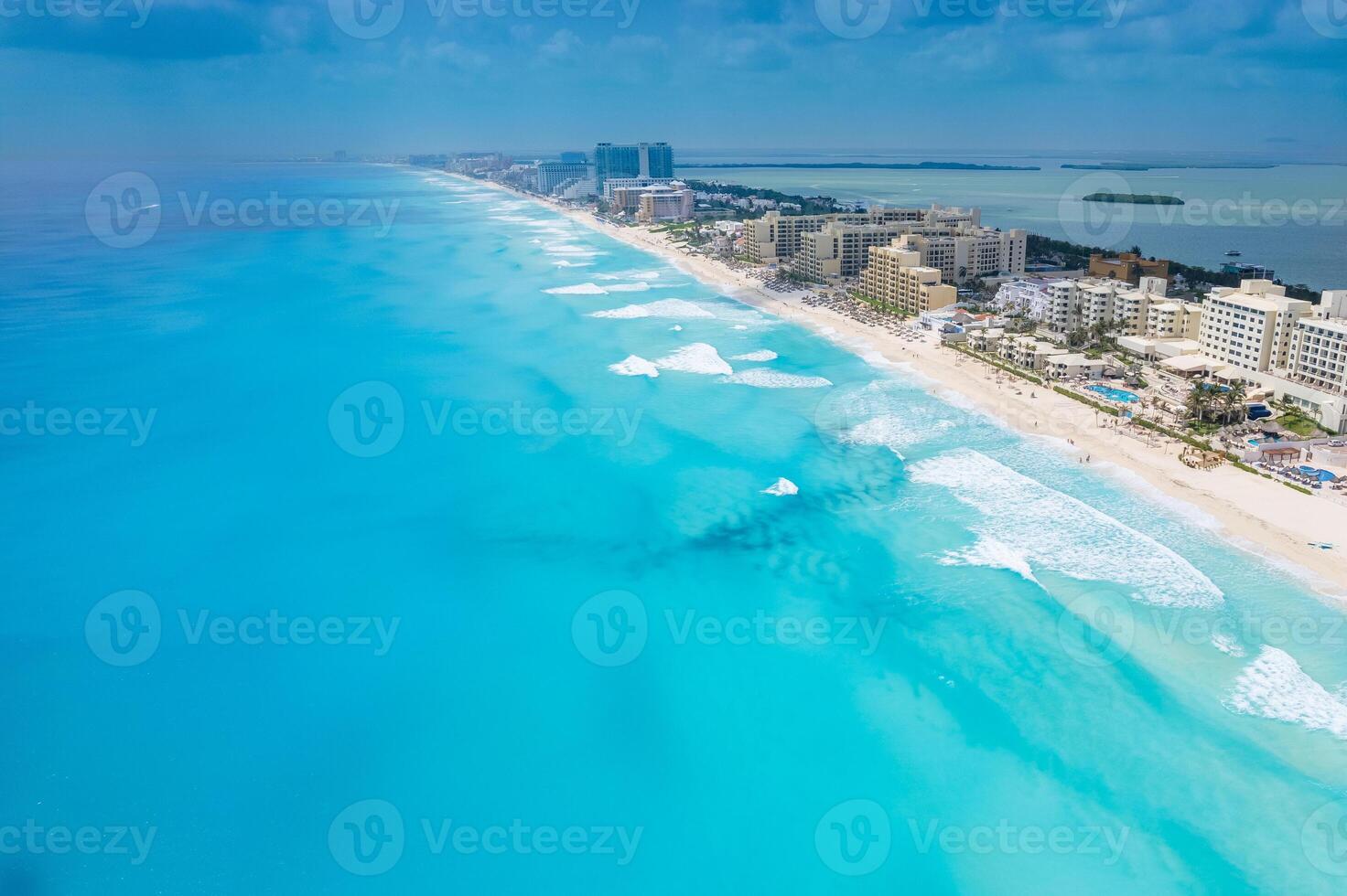 Aerial view of Cancun Hotel Zone, Mexico photo