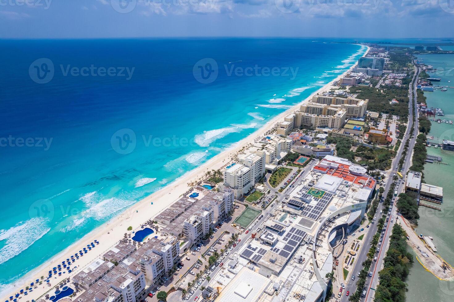 Aerial view of Cancun Hotel Zone, Mexico photo