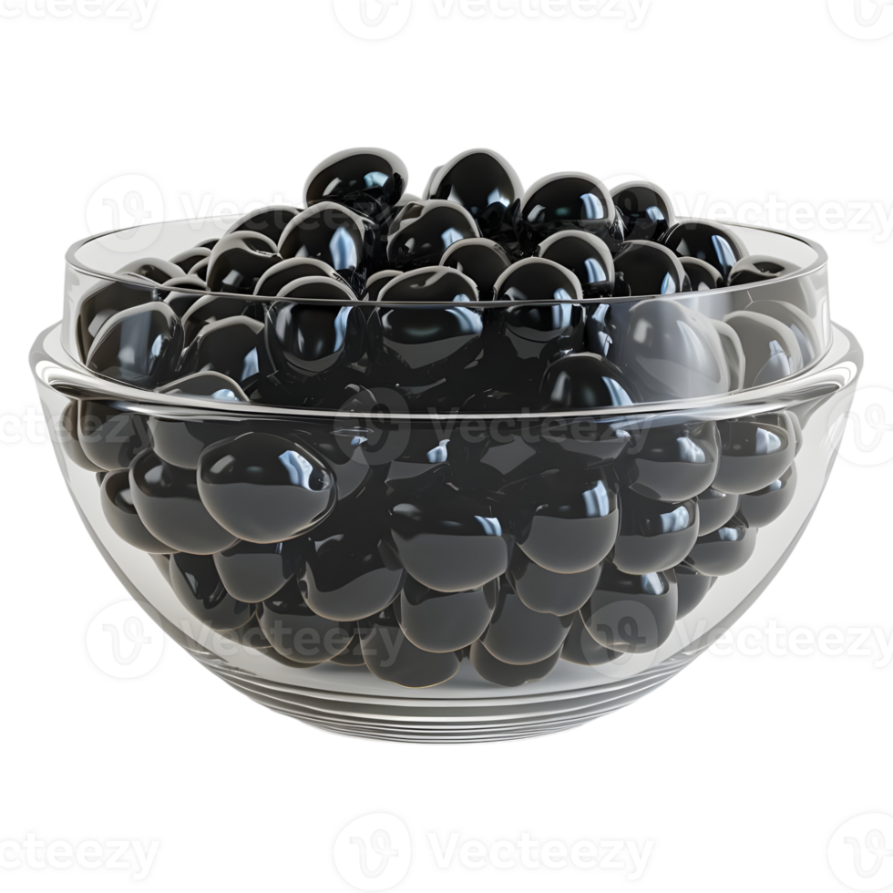 ai generado negro caviar o aceitunas en transparente antecedentes - ai generado png