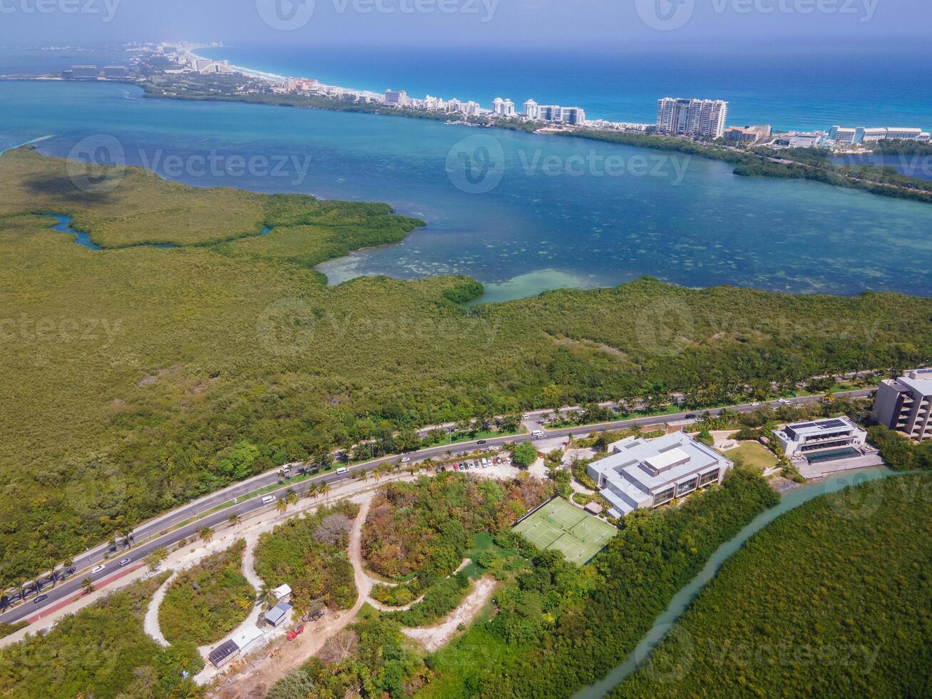 aerial view from Punta Nizuc, Cancun Hotel Zone, Mexico photo