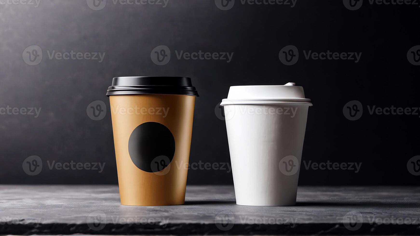 AI generated coffee cup mockup design, coffee cup mockup on coffee beans, hot coffee background, blank coffee cup mockups, paper coffee bags photo