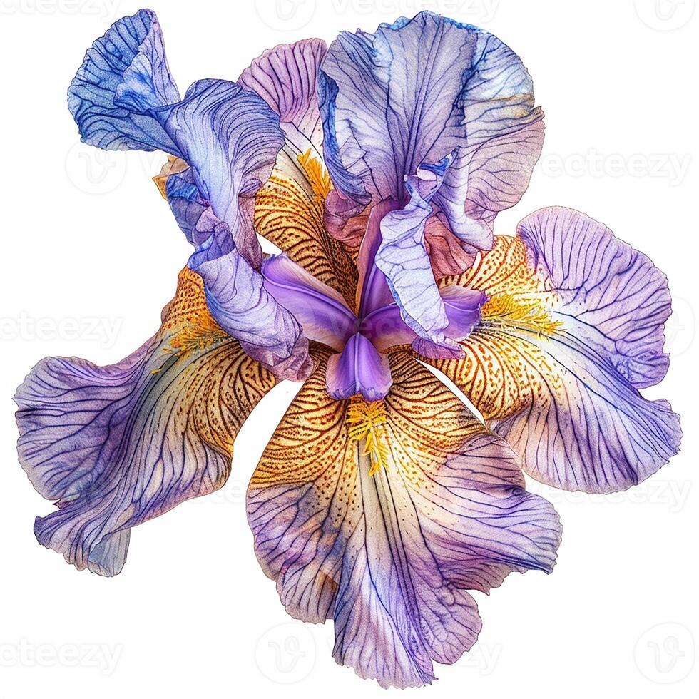 AI generated Fresh iris flower isolated on white background. Close-up Shot. photo