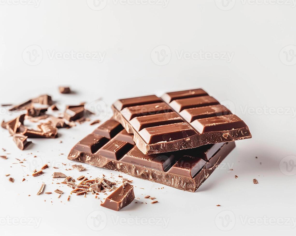 ai generado apilar de chocolate barras aislado en blanco antecedentes. de cerca disparo. foto