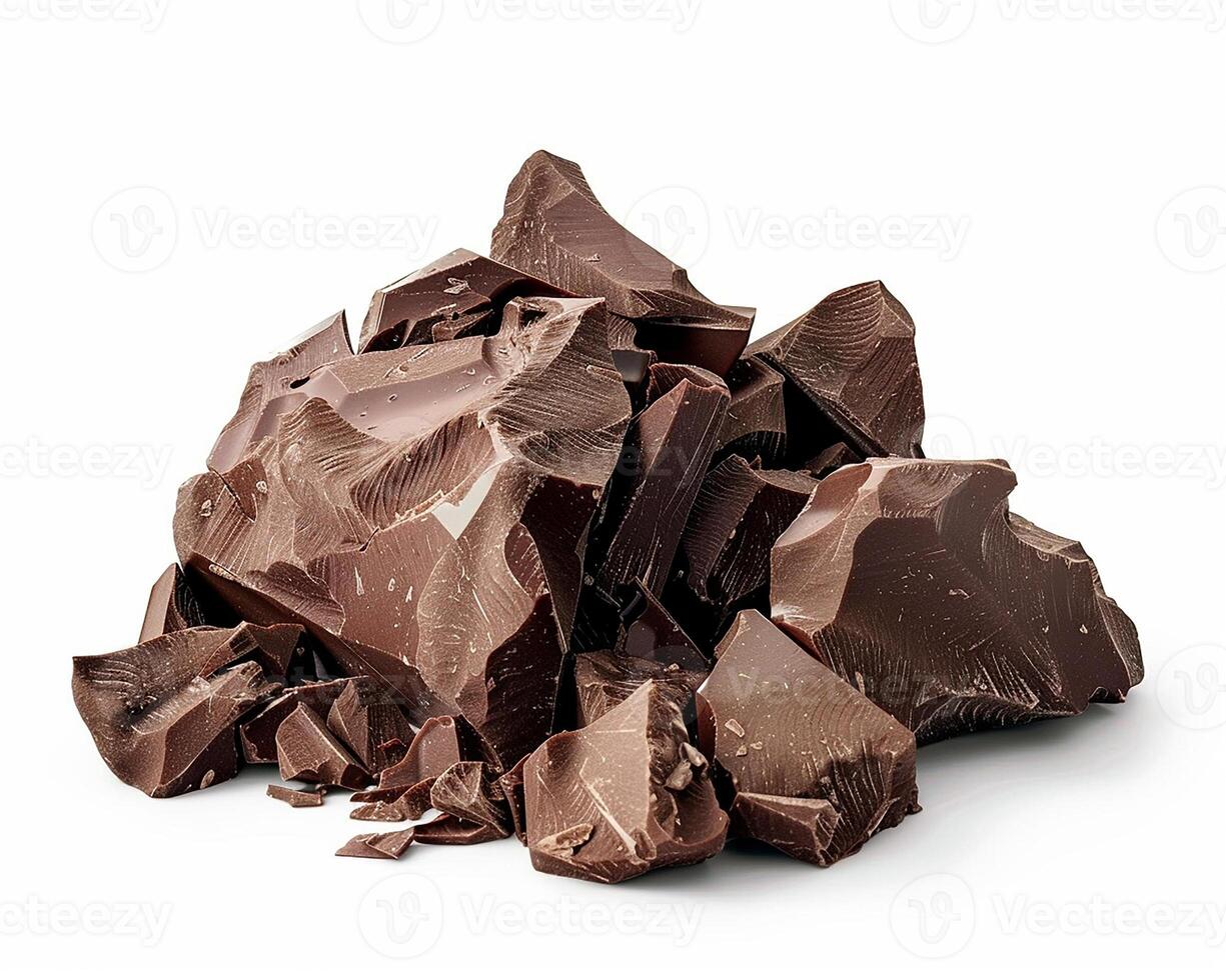 AI generated A pile of cocoa mass isolated on white background. Close-up Shot. photo