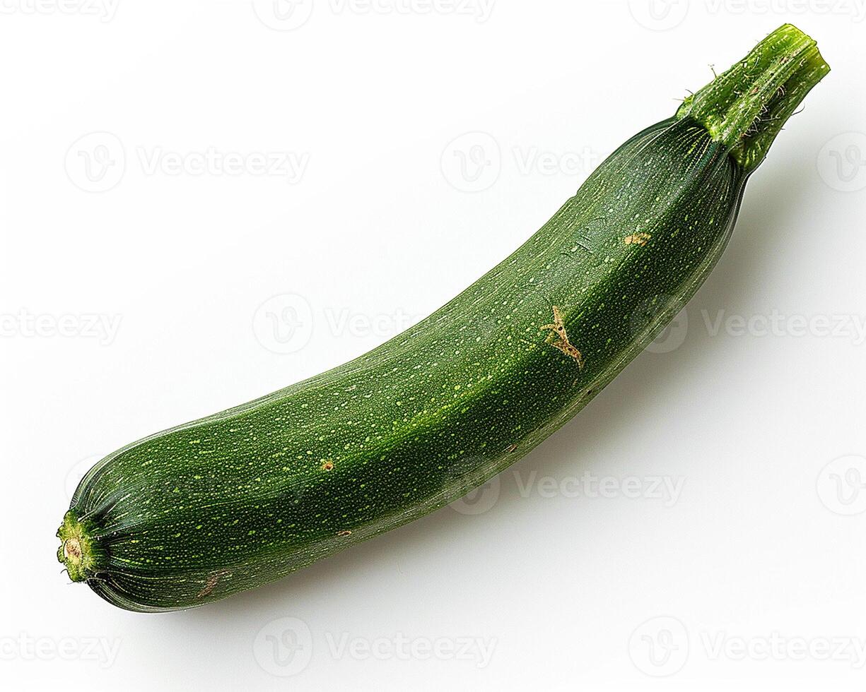 AI generated Fresh zucchini isolated on white background. Close-up Shot. photo