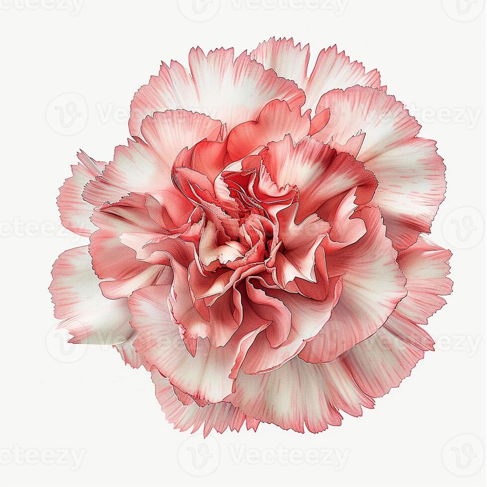 AI generated Fresh carnation flower isolated on white background. Close-up Shot. photo