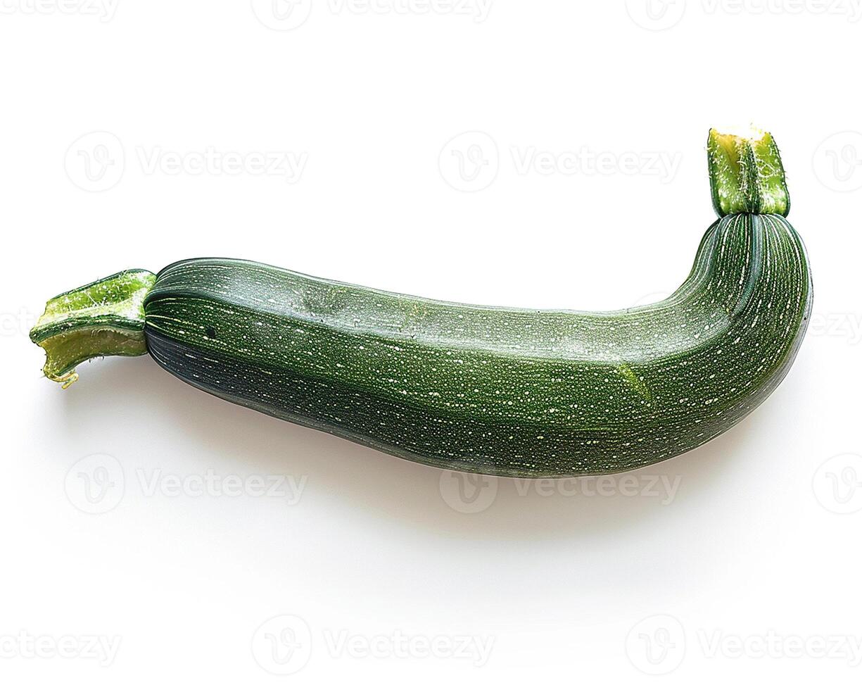 AI generated Fresh zucchini isolated on white background. Close-up Shot. photo