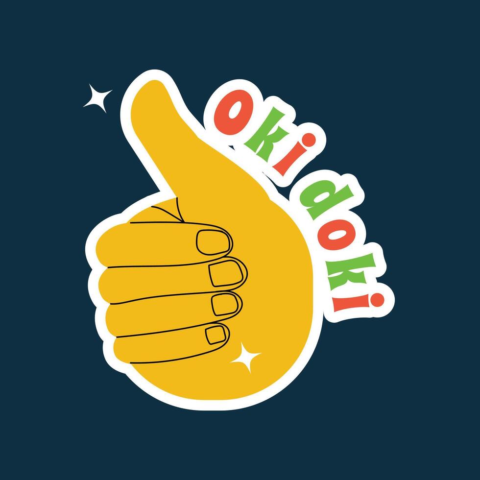 Agree hand gesture sign in retro style vector