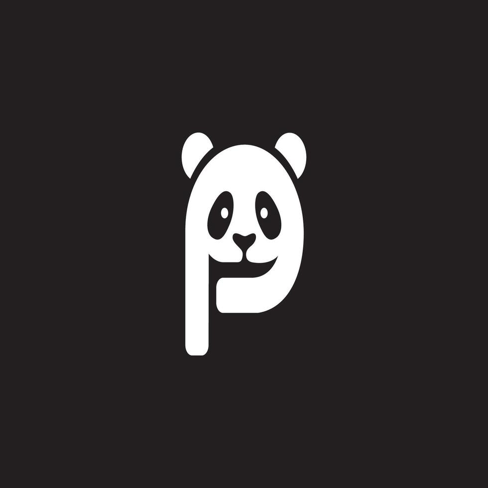 Letter P Panda vector