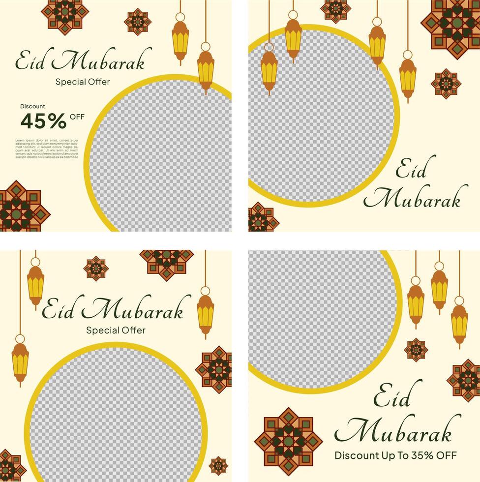 Eid mubarak special template set vector