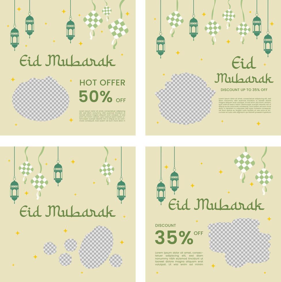 eid mubarak set of banner template vector