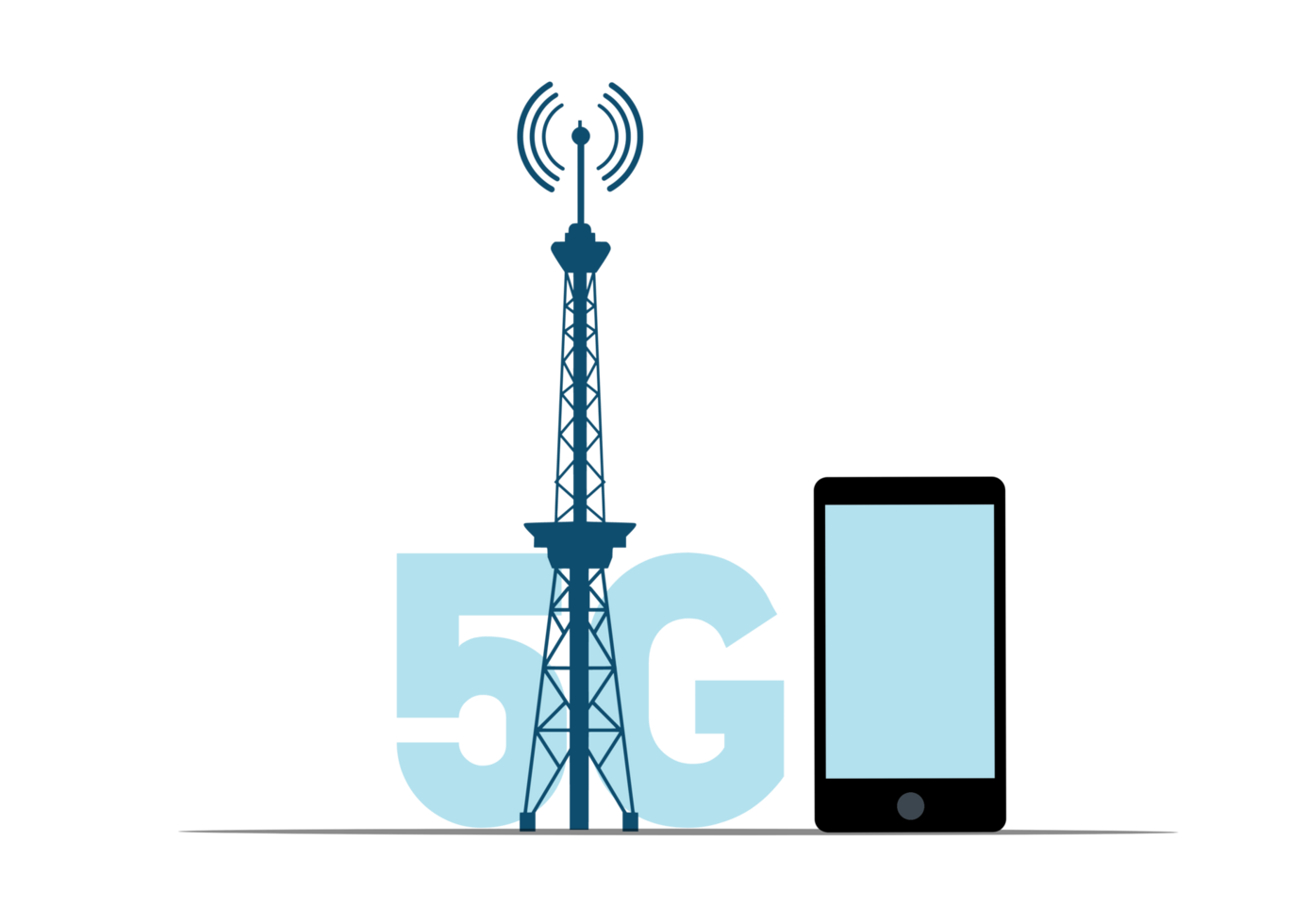 5g network tower and mobile phone icon on transparent background png