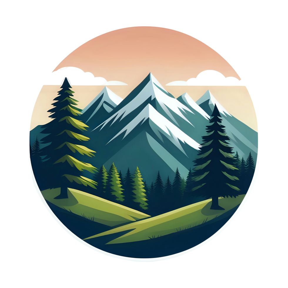 paesaggio con alberi e montagne png