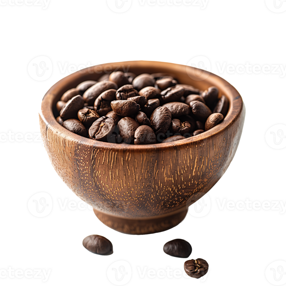 AI generated A bowl of coffee beans is shown on a white background png