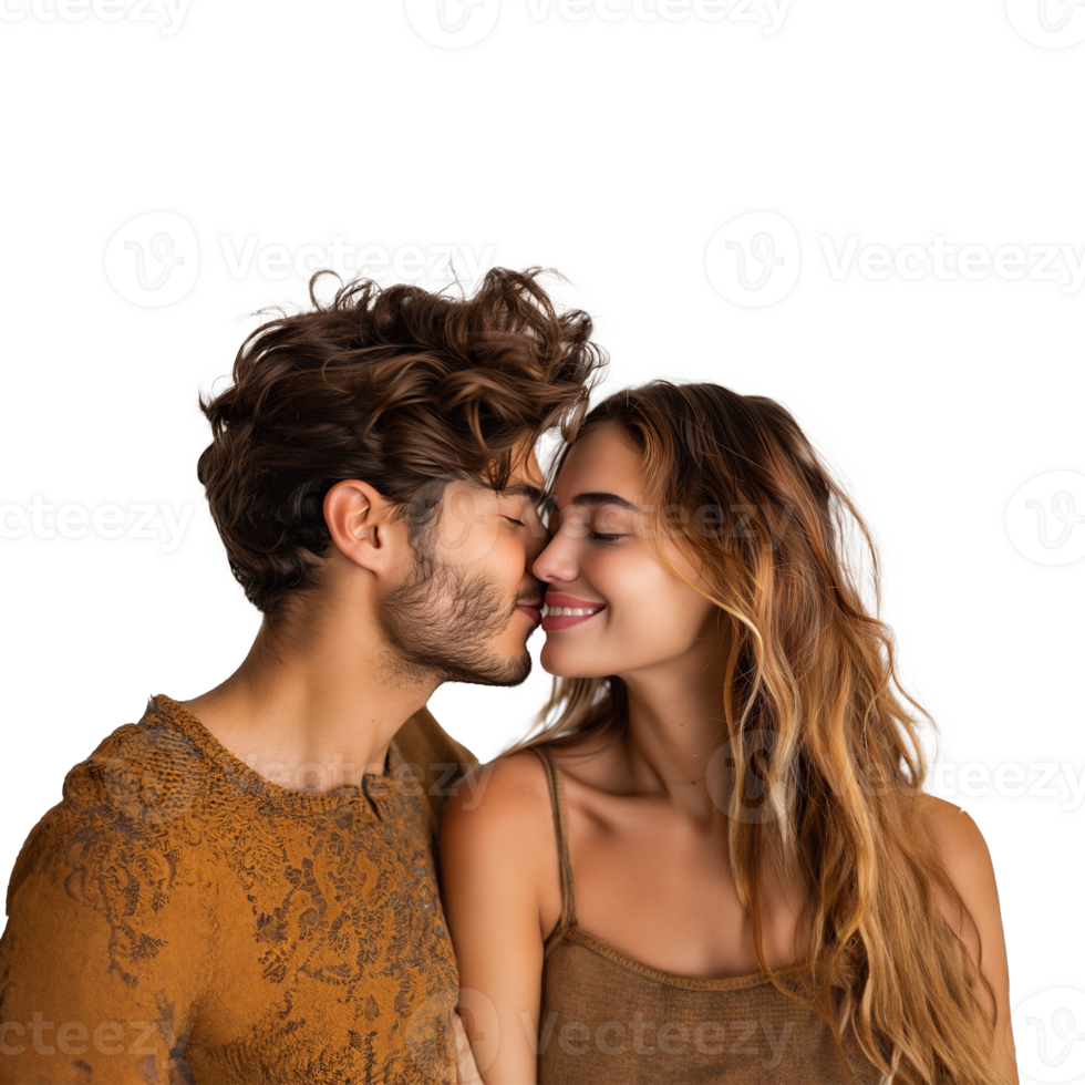 AI generated Romantic couple embracing on transparent background png