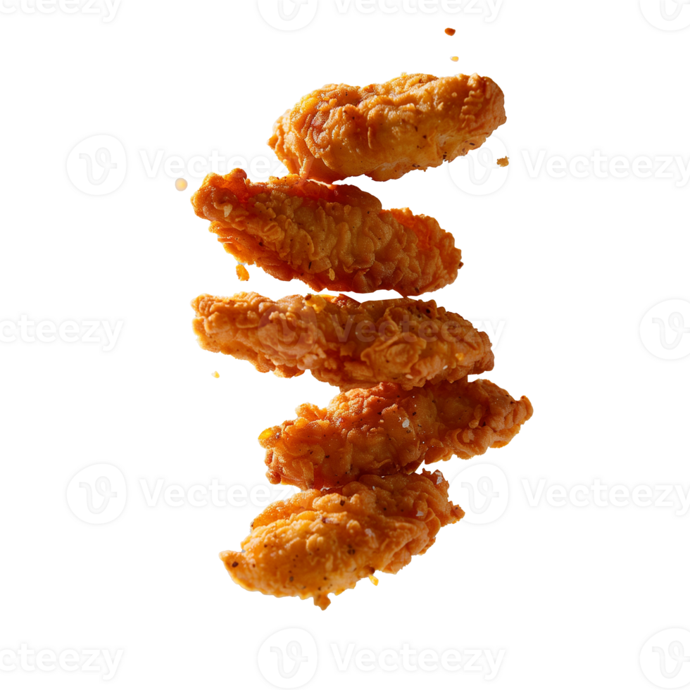 AI generated A stack of chicken wings are shown in the air png