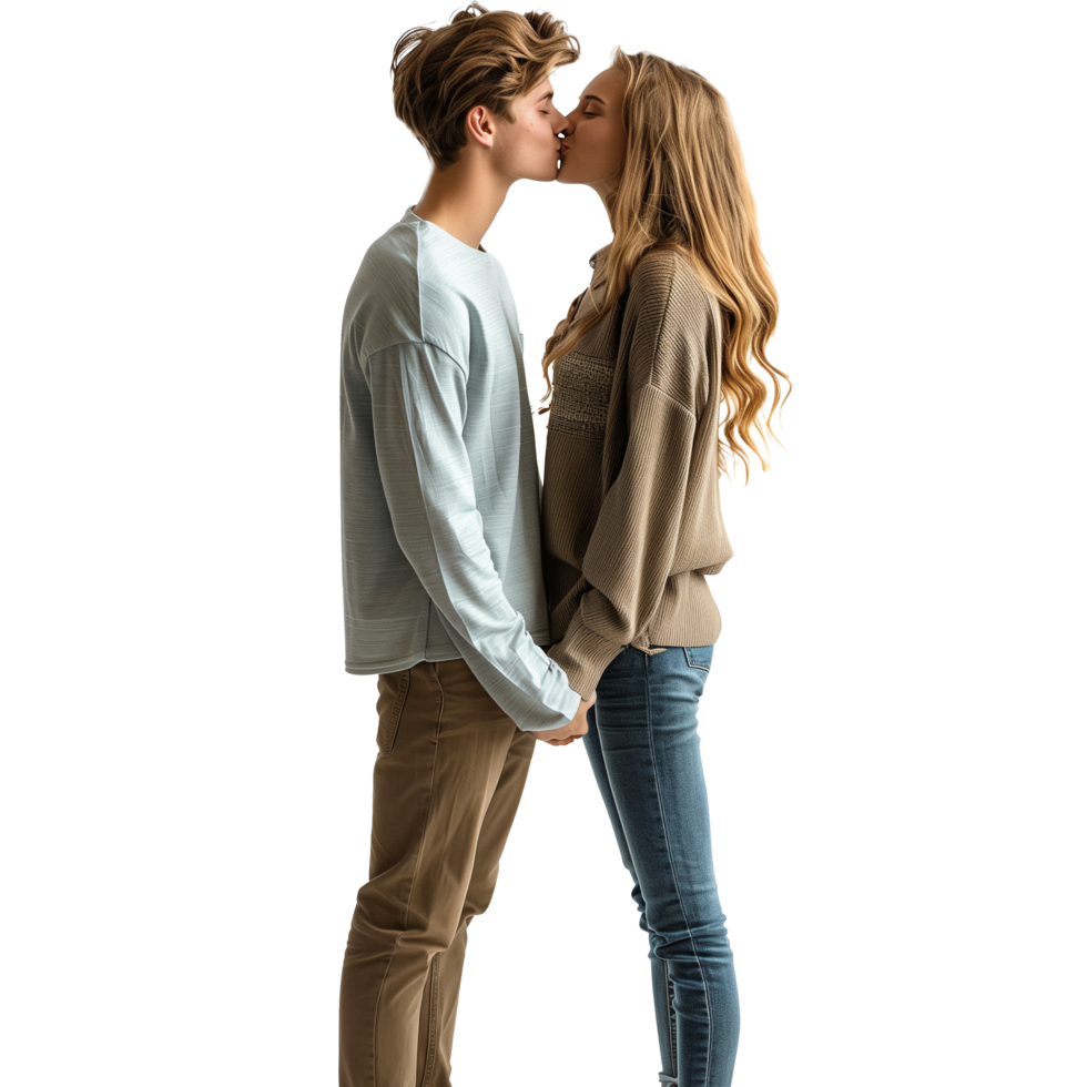 AI generated Young couple kissing on a transparent background png