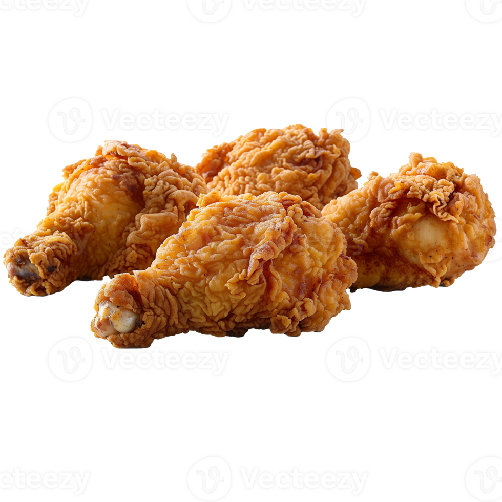 AI generated Four pieces of fried chicken on a white background png