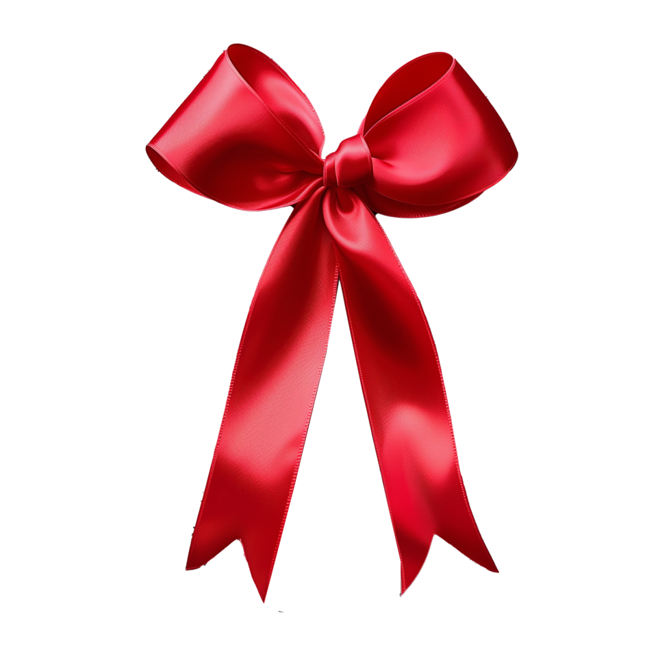 AI generated A red ribbon bow is shown on a white background png