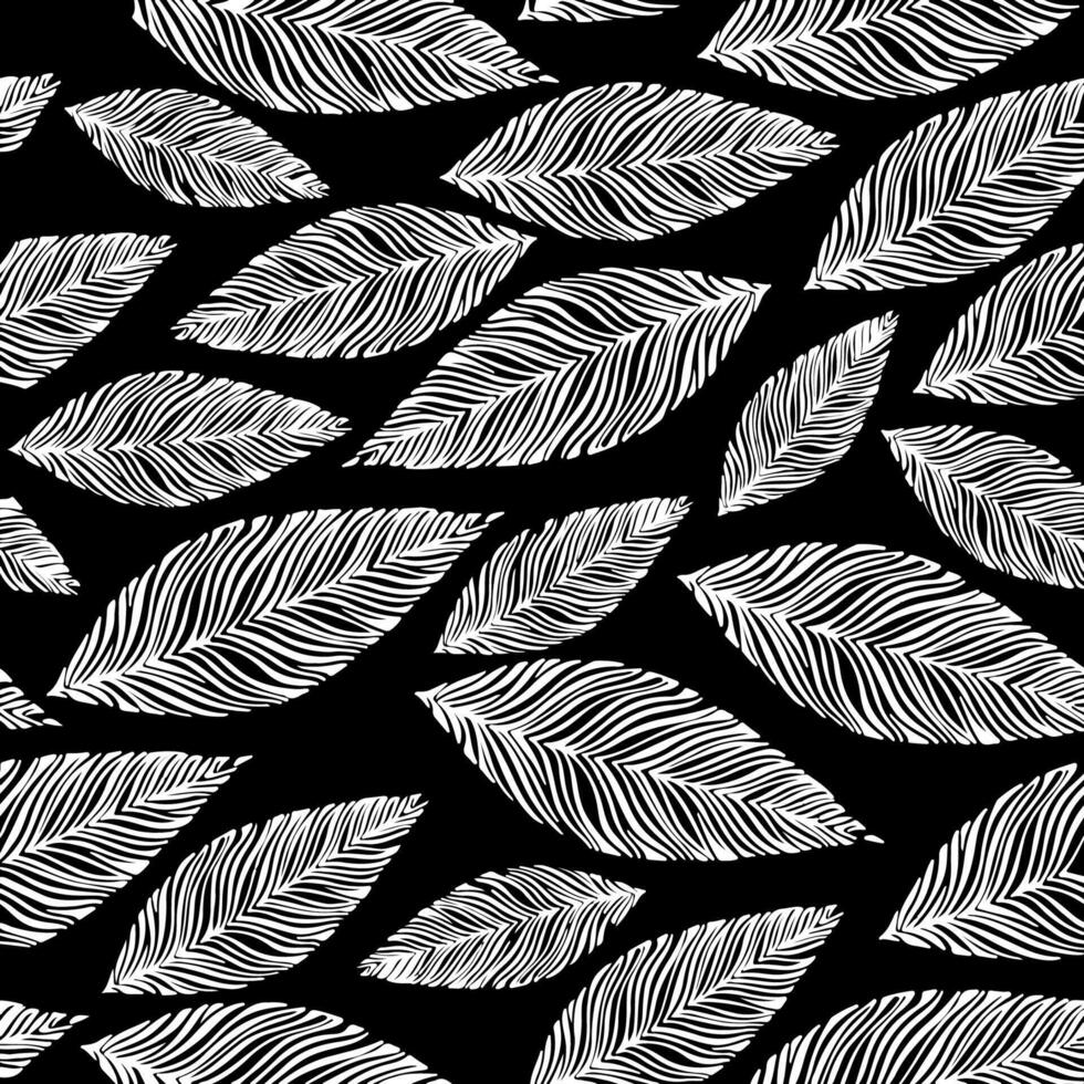 Black and white leaves pattern vector