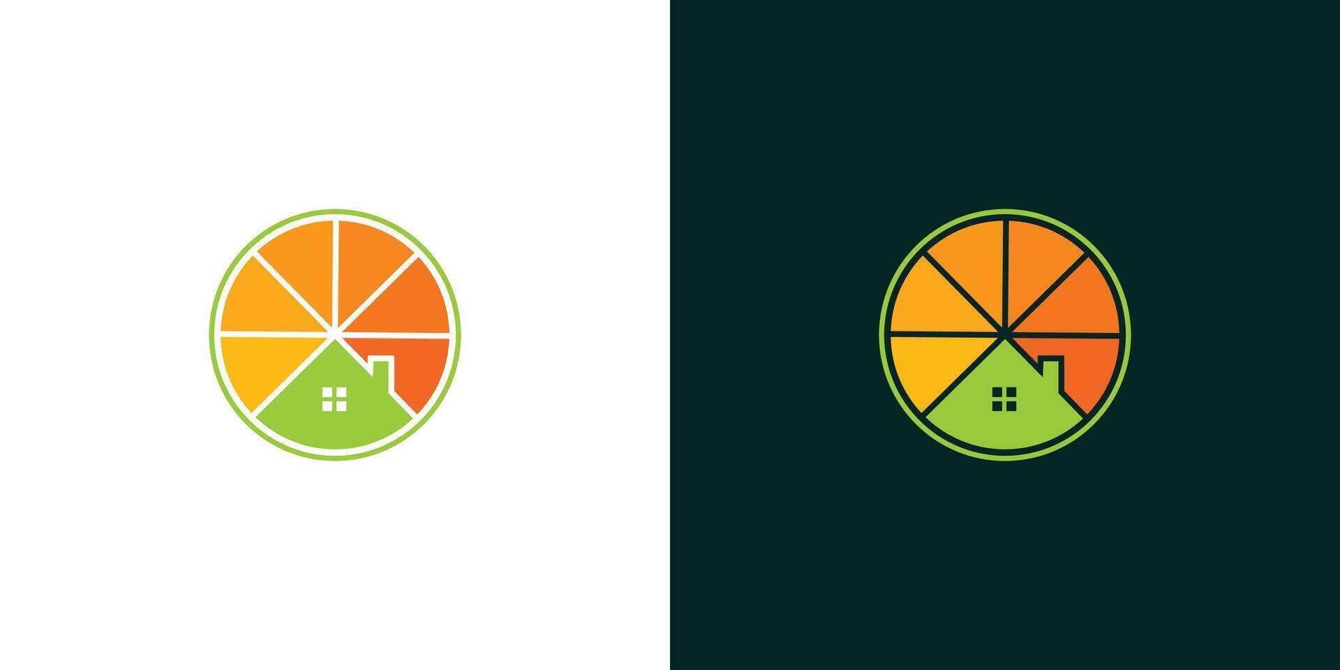 Orange house logo design is unique and colorful vector
