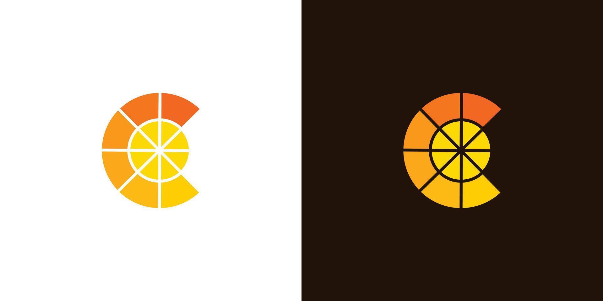 Orange C logo design is unique and colorful vector