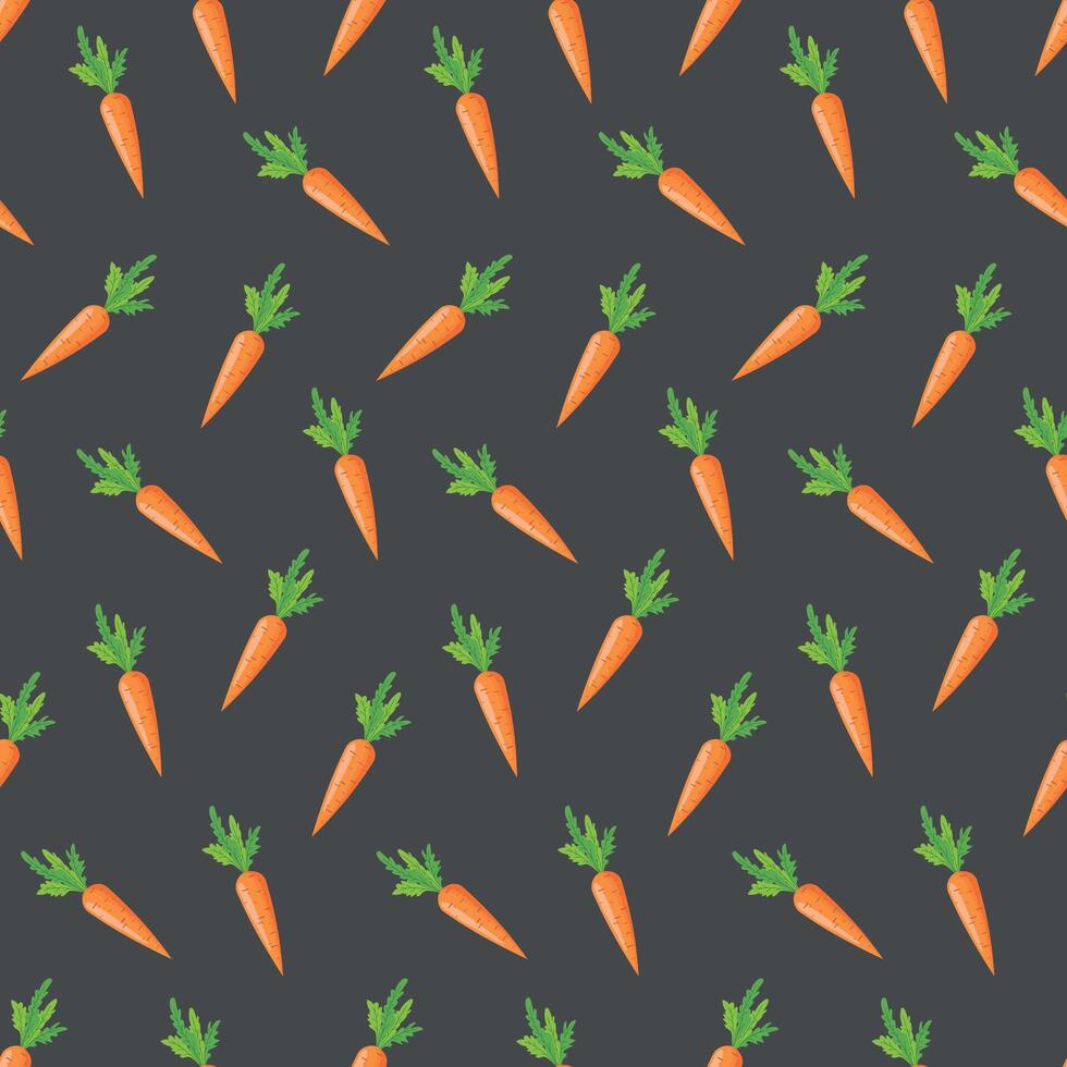 Seamless pattern with carrots on a dark gray background. vector