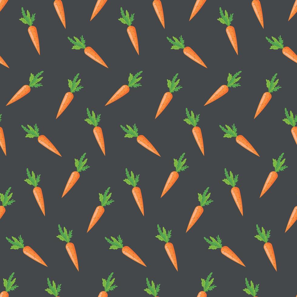 Seamless pattern with carrots on a dark gray background. vector