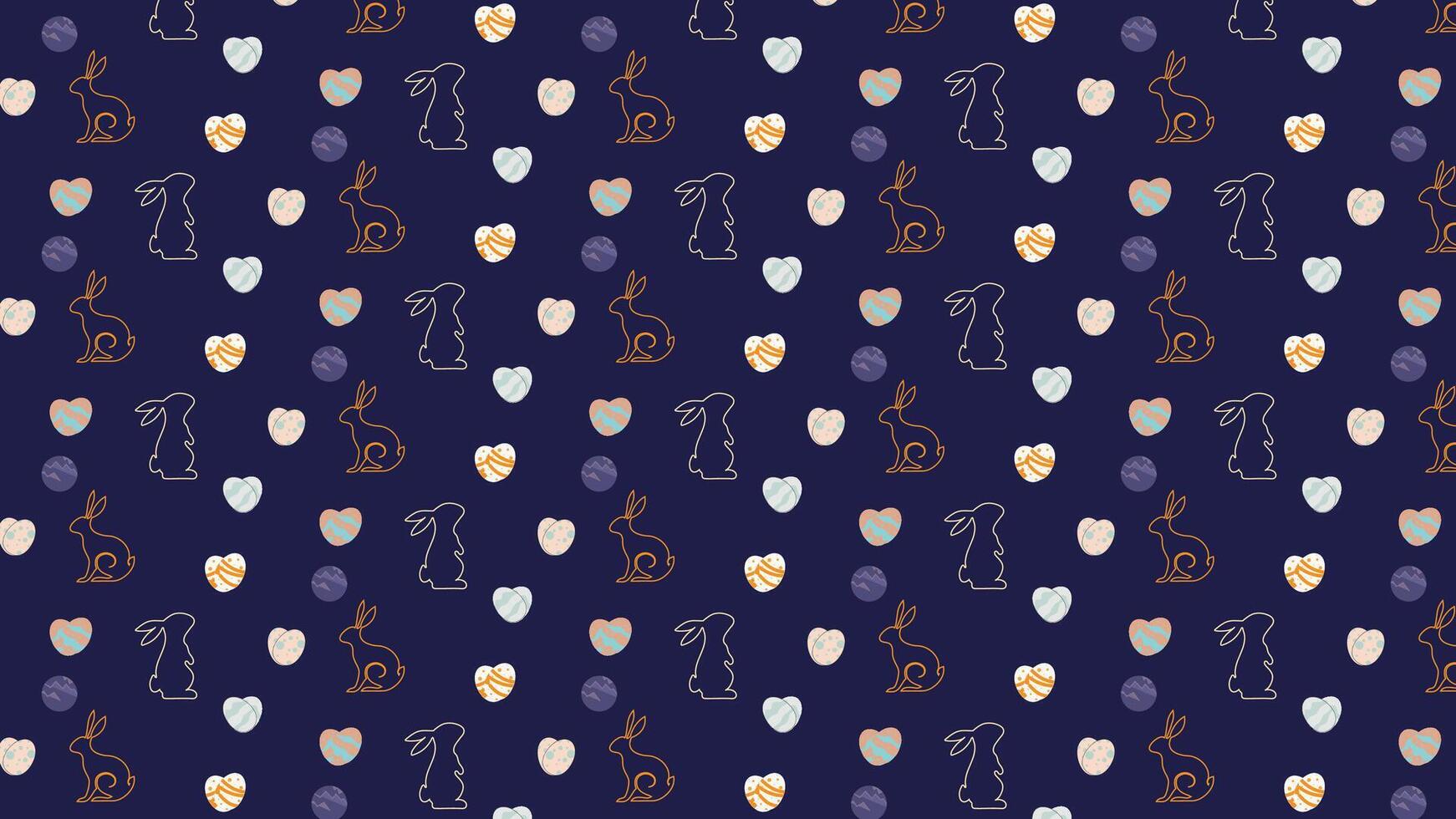 media post idea for easter egg background isolated in blue, hand draw line rabbit, suit for decoration ,web, banner , wallpaper , simple minimalist vector