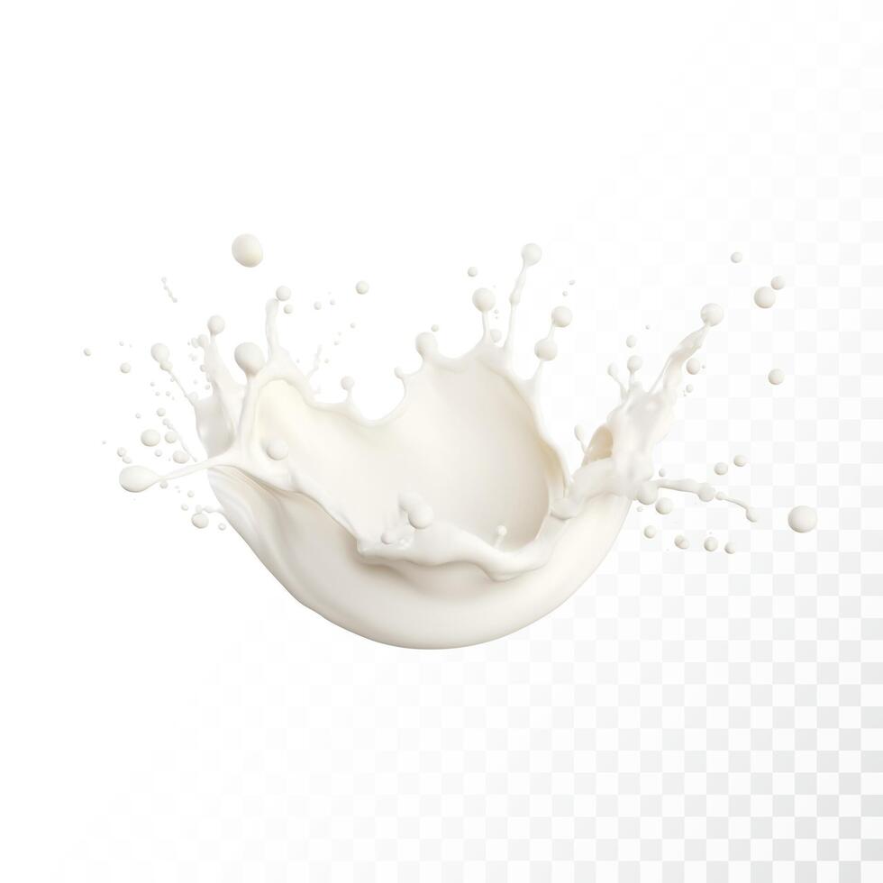 Milk Splash isolated on white background. Realistic vector illustration.