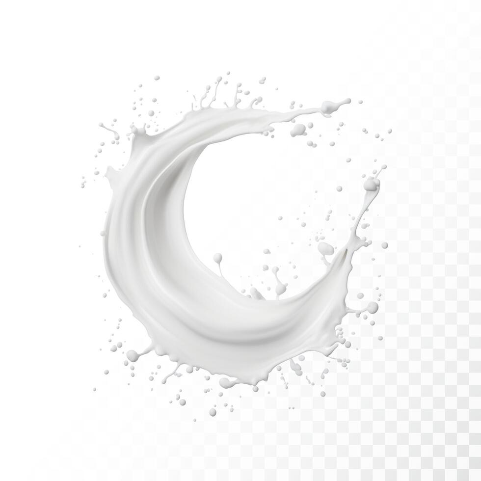 Milk Splash isolated on white background. Realistic vector illustration.