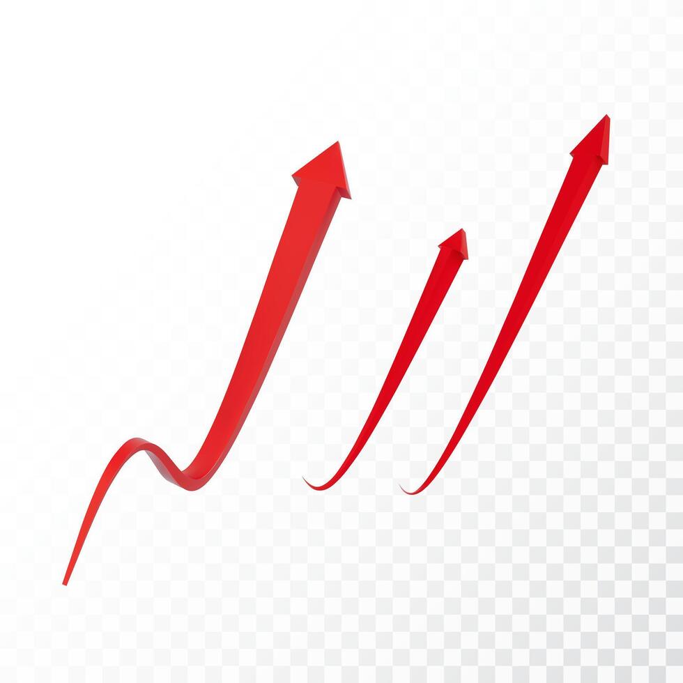 Realistic 3d Detailed Red Arrow. Vector illustration for your graphic design. Eps 10