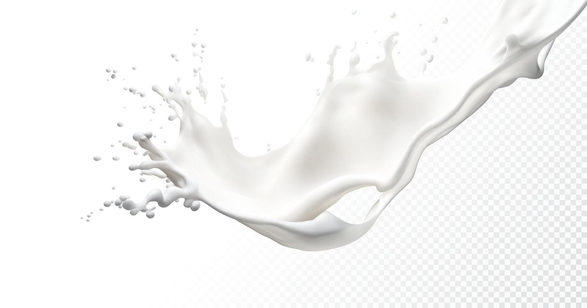 Leche chapoteo aislado en blanco antecedentes. realista vector ilustración.