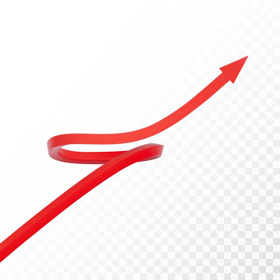 Realistic 3d Detailed Red Arrow. Vector illustration for your graphic design. Eps 10