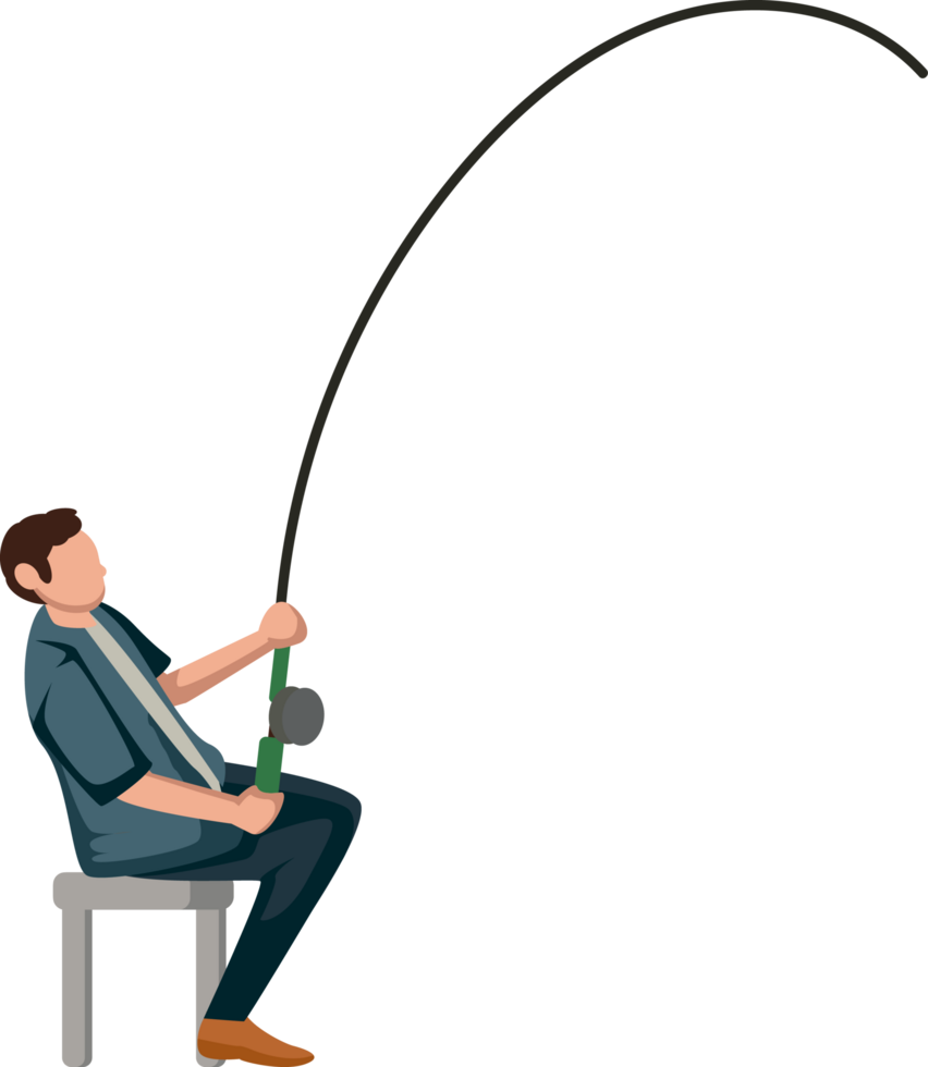 male character is sitting pulling a fishing rod png